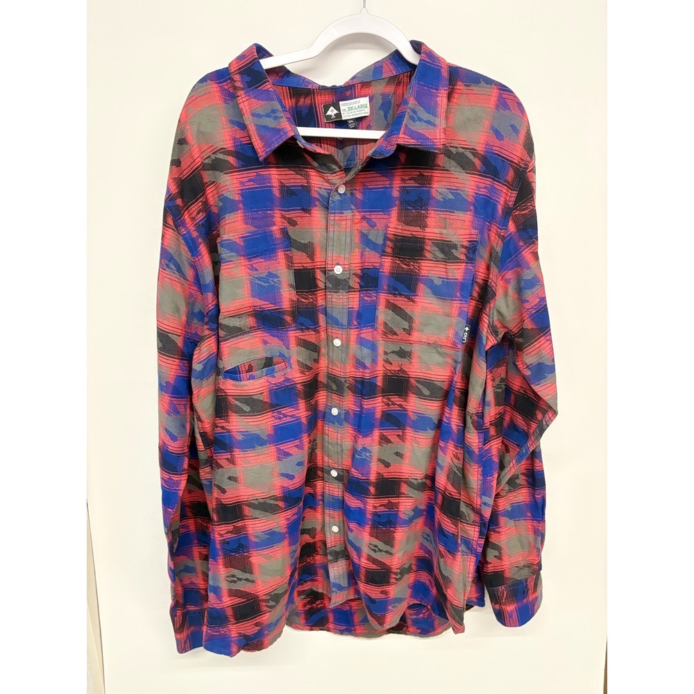 Streetwear Gorpcore Button Down Abstract Plaid LRG Men 3XL Red Skater Grunge
